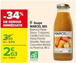 Marcel - Soupe Bio offre à 2,63€ sur Carrefour Drive