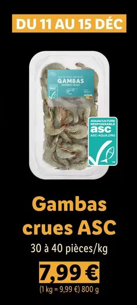 Gambas Crues Asc offre à 7,99€ sur Lidl