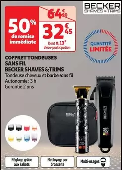 Becker - Coffret Tondeuses Sans Fil offre à 32,45€ sur Auchan Supermarché