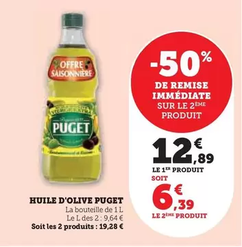 Puget - Huile D'olive offre à 12,89€ sur Hyper U