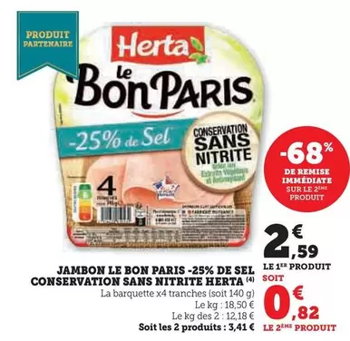 Herta - 25% De Sel offre à 2,59€ sur Hyper U