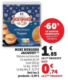 Jacquet - Mini Burgers offre à 1,85€ sur Hyper U