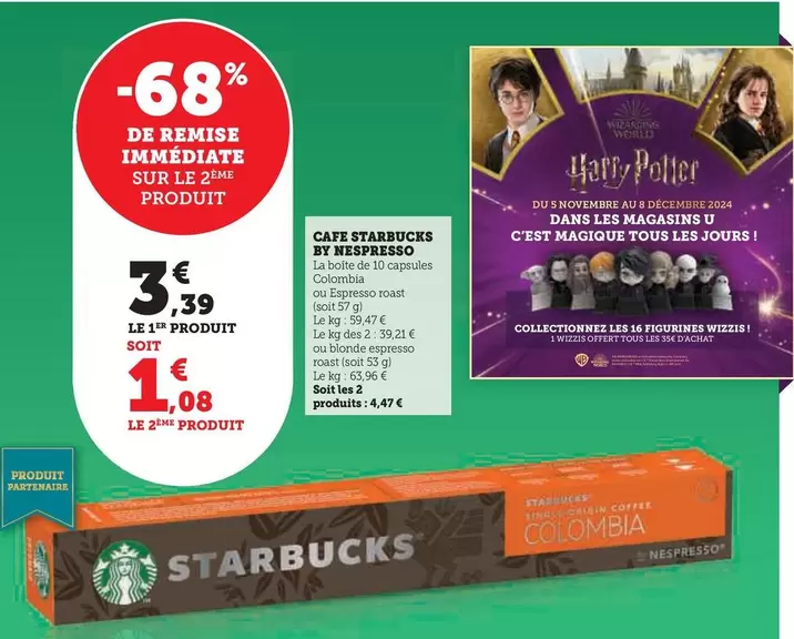 Nespresso - Café Starbucks offre à 3,39€ sur Super U