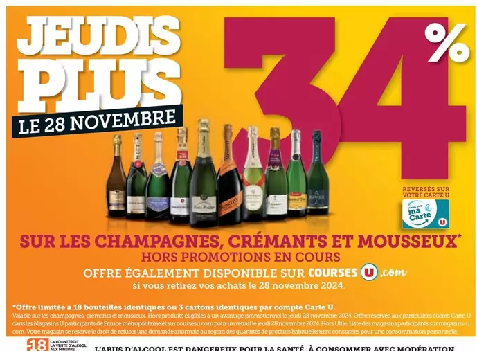 U - Sur Les Champagnes Cremants Et Mousseux offre sur Super U