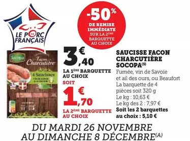 Socopa - Saucisse Façon Charcutière offre à 3,4€ sur U Express