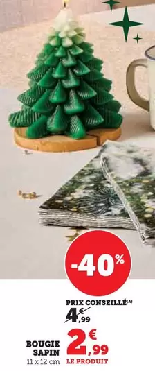 Bougie Sapin offre à 2,99€ sur Super U