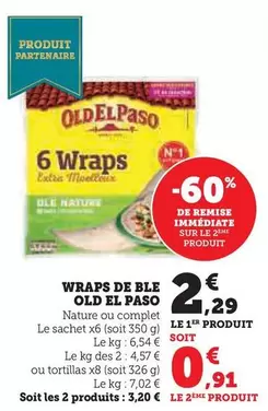 Old El Paso - Wraps De Ble offre à 2,29€ sur U Express