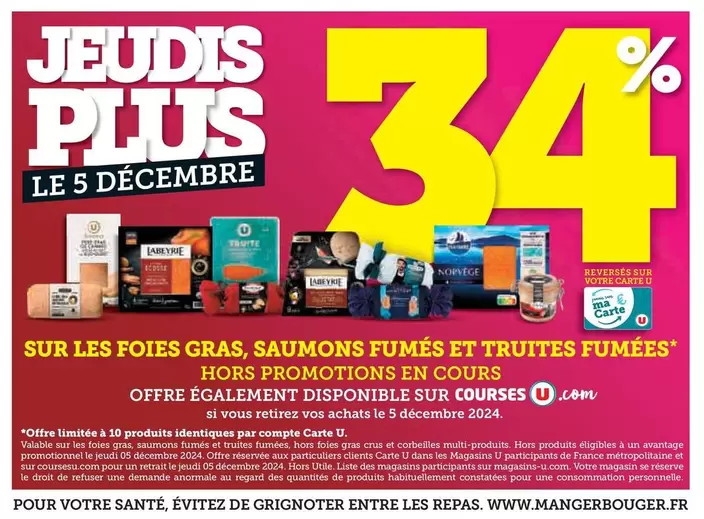 Sur Les Foies Gras, Saumons Fumés Et Truites Fumées offre sur Super U