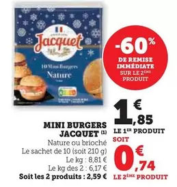 Jacquet - Mini Burgers offre à 1,85€ sur U Express