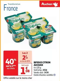 Auchan - Bifidus Citron offre à 1,08€ sur Auchan Hypermarché