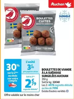 Auchan - Boulettes De Viande A La Suedoise Surgelées offre à 3,99€ sur Auchan Hypermarché