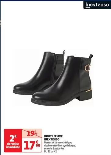 Inextenso - Boots Femme offre à 17,99€ sur Auchan Hypermarché