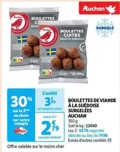 Auchan - Boulettes De Viande À La Suédoise Surgelées offre à 3,99€ sur Auchan Supermarché