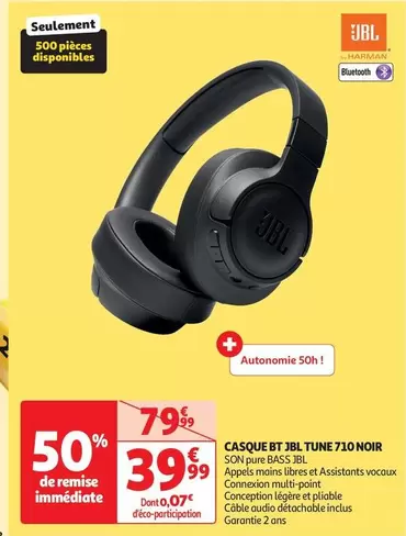 JBL - Casque Tune 710 Noir offre à 39,99€ sur Auchan Supermarché