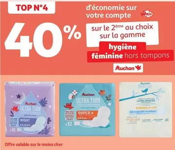 Auchan - Sur La Gamme Hygiène Feminine Hors Tampons offre sur Auchan Supermarché