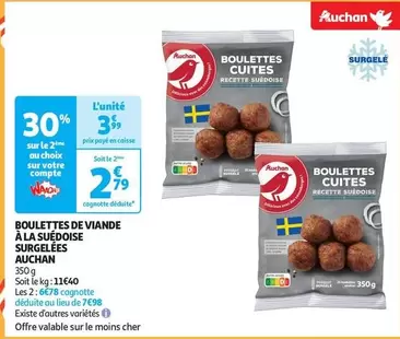 Auchan - Boulettes De Viande À La Suedoise Surgelées offre à 3,99€ sur Auchan Supermarché