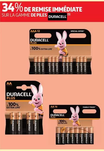 Duracell - Sur La Gamme De Piles offre sur Auchan Supermarché