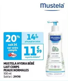 Mustela - Hydra Bébé Lait Corps Peaux Normales offre à 11,99€ sur Auchan Hypermarché