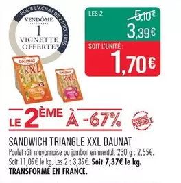 Daunat - Sandwich Triangle Xxl offre à 1,7€ sur Supermarché Match