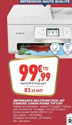 Canon - Imprimante Multifonction Jet D'encre offre à 99,99€ sur Bureau Vallée