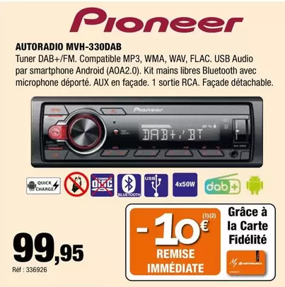 Autoradio Mvh-330dab offre à 99,95€ sur Autobacs