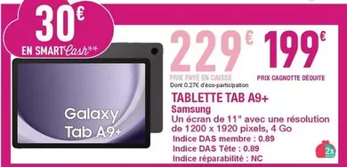 Samsung - Tablette Tab A9+ offre à 229€ sur Carrefour