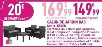 Marie - Salon De Jardin Bas offre à 169,99€ sur Carrefour