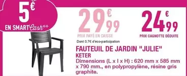 Keter - Fauteuil De Jardin "Julie" offre à 24,99€ sur Carrefour