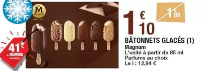 Magnum - Bâtonnets Glacés offre à 1,1€ sur Carrefour