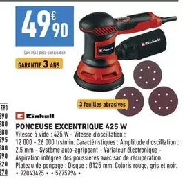 Einhell - Ponceuse Excentrique 425 W offre à 49,9€ sur Brico Cash