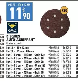 Sea - Disques Auto-agrissant offre à 11,9€ sur Brico Cash