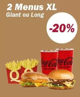 2 Menus Xl offre sur Quick