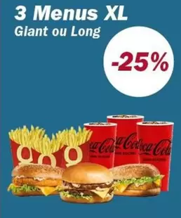 3 Menus Xl offre sur Quick