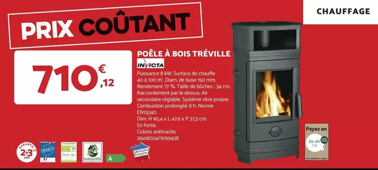 Invicta - Poêle À Bois Treville M/aeza offre à 710,12€ sur Bricomarché