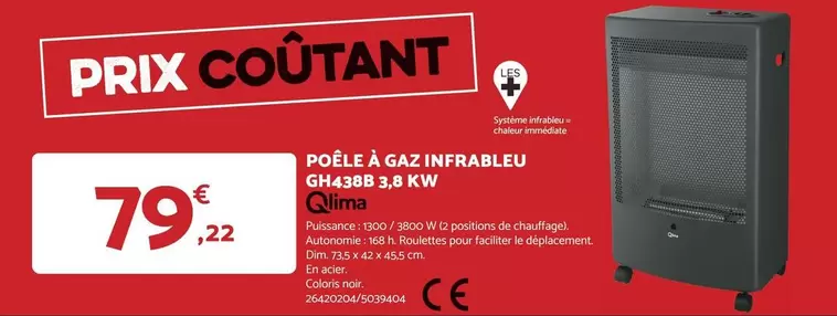 Qlima - Poêle À Gaz Infrableu Gh4398 3.8 Kw offre à 79,22€ sur Bricomarché