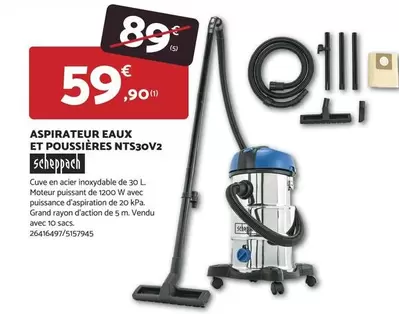 Scheppach - Aspirateur Eaux Et Poussières Nts30v2 offre à 59,9€ sur Bricomarché