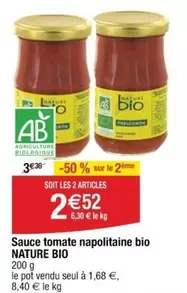 Nature Bio - Sauce Tomate Napolitaine Bio offre à 2,52€ sur Cora