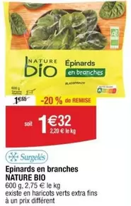 Nature Bio - Epinards En Branches offre à 1,32€ sur Cora