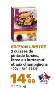 Picard - Edition Limitée 2 Cuisses De Pintade Farcies, Farce Au Butternut Et Aux Champignons offre à 14,99€ sur Picard