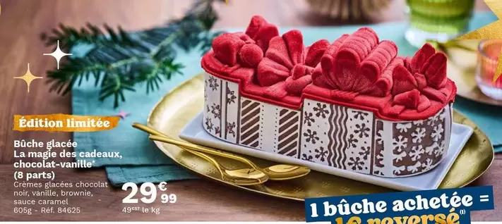 Bûche Glacée La Megie De Cadeaux, Chocolat-vanille offre à 29,99€ sur Picard