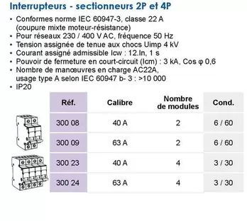 Interrupteurs-Sectionneurs 2P Et 4P offre sur Yesss Electrique