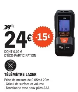 Fischer Darex - Télémètre Laser offre à 24€ sur E.Leclerc Brico