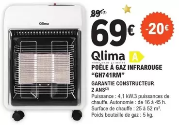 Qlima - Poêle À Gaz Infrarouge GH741RM offre à 69€ sur E.Leclerc Brico