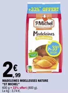 St michel - Madeleines Moelleuses Nature offre à 2,99€ sur E.Leclerc