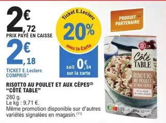 Risotto Au Poulet Et Aux Cèpes offre à 2,18€ sur E.Leclerc