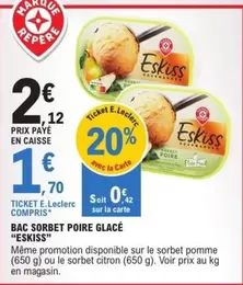 E.Leclerc - Bac Sorbet Poire Glacé offre à 1,7€ sur E.Leclerc