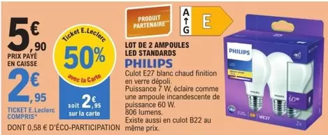 E.Leclerc - Lot De 2 Ampoules offre à 5,9€ sur E.Leclerc