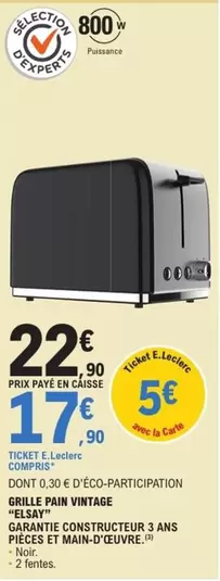 Elsay - Grille Pain Vintage "elasany" offre à 22,9€ sur E.Leclerc