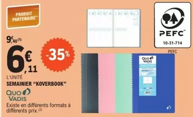 Quo Vadis - Semainier "koverbook" offre à 6,11€ sur E.Leclerc