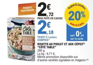 Risotto Au Poulet Et Aux Cepes offre à 2,18€ sur E.Leclerc